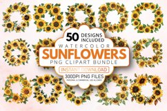 Watercolor Sunflowers Clipart Bundle Product Image 1