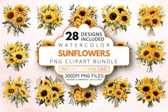 Watercolor Sunflowers Clipart Bundle Product Image 1