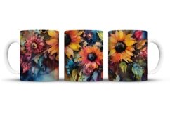 Watercolor Sunflowers Mug Wrap Sublimation Designs, 3d Sunflowers, Sunflowers Png