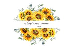 Watercolor sunflowers frame