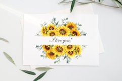 Watercolor sunflowers frame