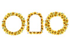 Watercolor sunflowers frames