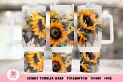 Sunflowers Tumbler Wrap, 40 oz tumbler wrap, Watercolor Sunflowers Tumbler Wrap, Watercolor Sunflowers Png