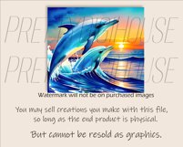 Sunset Watercolor Dolphins Tumbler Design PNG Product Image 3