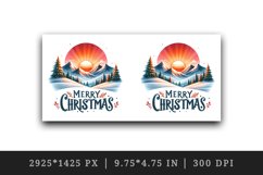 Watercolor sunset snow-covered mountains Merry Christmas greeting quote print tumbler skinny mug wrap clipart t-shirt sublimation printable design