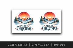 Watercolor sunset snow-covered mountains Merry Christmas greeting quote print tumbler skinny mug wrap clipart t-shirt sublimation printable design