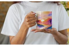 Watercolor Sunsets or sunrises landscape | Mug sublimation d Product Image 6