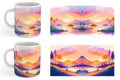 Watercolor Sunsets or sunrises landscape | Mug sublimation d Product Image 2