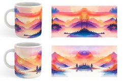 Watercolor Sunsets or sunrises landscape | Mug sublimation d Product Image 4