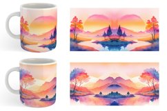 Watercolor Sunsets or sunrises landscape | Mug sublimation d Product Image 5