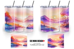 Watercolor Sunsets or sunrises landscape | Tumbler Sublimati Product Image 2