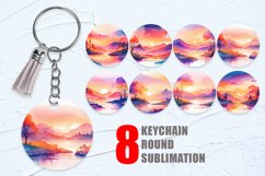 Keychain Watercolor Sunsets and sunrises landscape Product Image 1