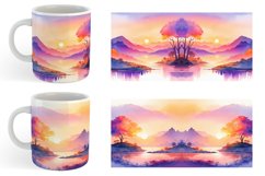 Watercolor Sunsets or sunrises landscape | Mug sublimation d Product Image 2