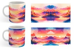 Watercolor Sunsets or sunrises landscape | Mug sublimation d Product Image 5
