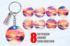 Keychain Watercolor Sunsets and sunrises landscape Product Image 1
