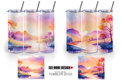 Watercolor Sunsets or sunrises landscape | Tumbler Sublimati Product Image 3