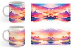 Watercolor Sunsets or sunrises landscape | Mug sublimation d Product Image 2