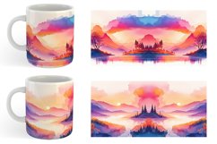 Watercolor Sunsets or sunrises landscape | Mug sublimation d Product Image 5