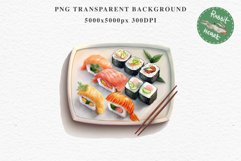 Watercolor Sushi Japanese Food Asian Fish Onigiri Clipart PNG Transparent Print for invitation t-shirt designs sublimation designs tumbler kids printable Japanese food png, sublimation, fish sushi clipart, rice clip art, asian vegetables Kimchi Bulgogi