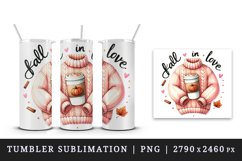 Watercolor sweater cup pumpkin spice latte coffee Fall in Love quote autumn print 20 oz tumbler skinny mug wrap clipart t-shirt sublimation printable design