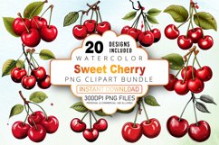Watercolor Sweet Cherry Clipart Bundle Product Image 1