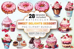 Watercolor Sweet Delights Dessert Clipart Bundle Product Image 1