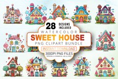 Watercolor Sweet House Clipart Bundle Product Image 1