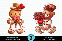 Watercolor Sweet Valentines Gingerbread Clipart Product Image 1