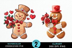 Watercolor Sweet Valentines Gingerbread Clipart Product Image 1