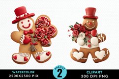 Watercolor Sweet Valentines Gingerbread Art Clipart Product Image 1