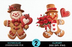 Watercolor Sweet Valentines Gingerbread Clipart Product Image 1