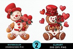 Watercolor Sweet Valentines Gingerbread Art Clipart Product Image 1