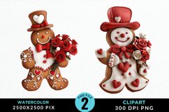 Watercolor Sweet Valentines Gingerbread Art Clipart Product Image 1
