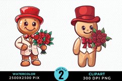Watercolor Sweet Valentines Gingerbread Clipart Product Image 1