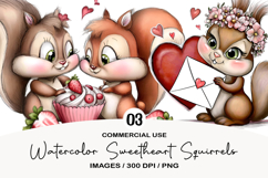 Watercolor Sweetheart Squirrels Clipart Product Image 1