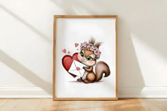 Watercolor Sweetheart Squirrels Clipart Product Image 3