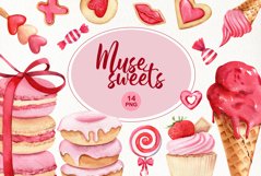 Watercolor sweets clipart Dessert clip art cute Bakery logo Donut clipart