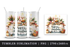 Watercolor table set dinner decorations Merry Christmas quote print 20 oz tumbler skinny mug wrap clipart t-shirt sublimation printable design