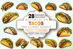 Watercolor Tacos Sublimation Clipart Bundle Product Image 1
