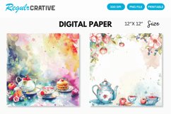 Watercolor Tea Party Seamless Digital Paper Product Image 1