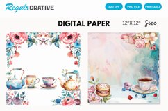 Watercolor Tea Party Seamless Digital Paper Product Image 1