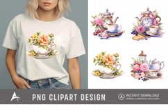 Watercolor Tea Time Clipart Product Image 1
