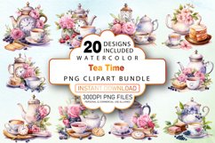 Watercolor Tea Time Clipart Bundle Product Image 1
