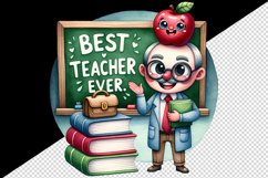 Watercolor teacher books apple chalkboard Best Teacher Ever quote print 20 oz tumbler skinny mug wrap clipart t-shirt sublimation printable design