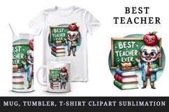 Watercolor teacher books apple chalkboard Best Teacher Ever quote print 20 oz tumbler skinny mug wrap clipart t-shirt sublimation printable design