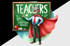Watercolor teacher superhero cape hero Teachers Everyday Heroes quote print 20 oz tumbler skinny mug wrap clipart t-shirt sublimation printable design