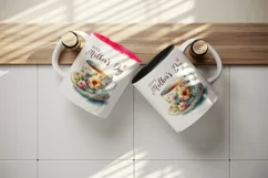 Watercolor teacup tea floral flowers Happy Mother Day greeting quote print 20 oz tumbler skinny mug wrap clipart t-shirt sublimation printable design