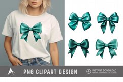 Watercolor Teal Bow Clipart Product Image 1