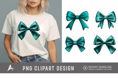 Watercolor Teal Bow Clipart Product Image 1