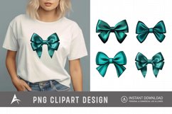 Watercolor Teal Bow Clipart Product Image 1